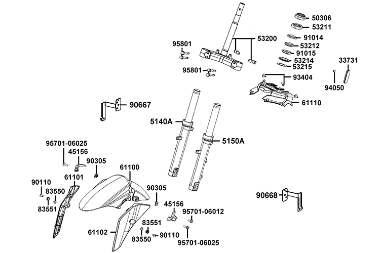 Framgaffel - Stänkskärm - Styrkron