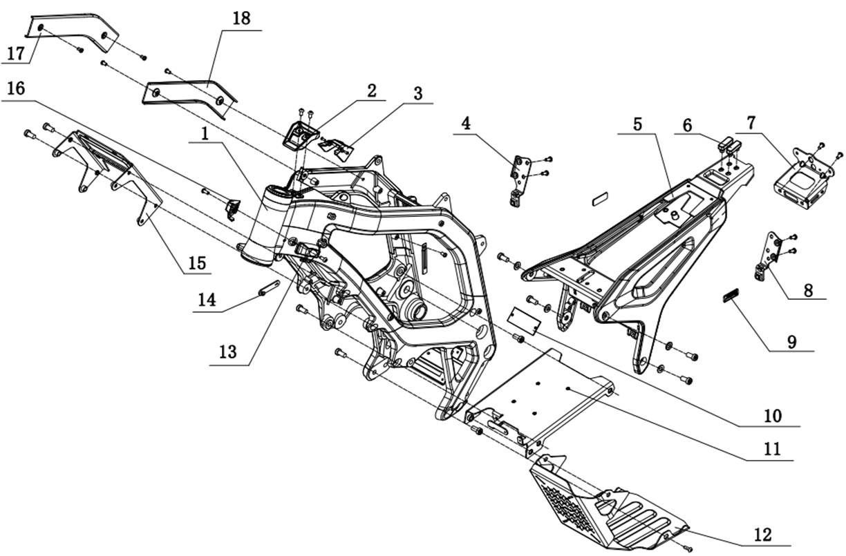 Främre ram - Motorkåpa - Fästen