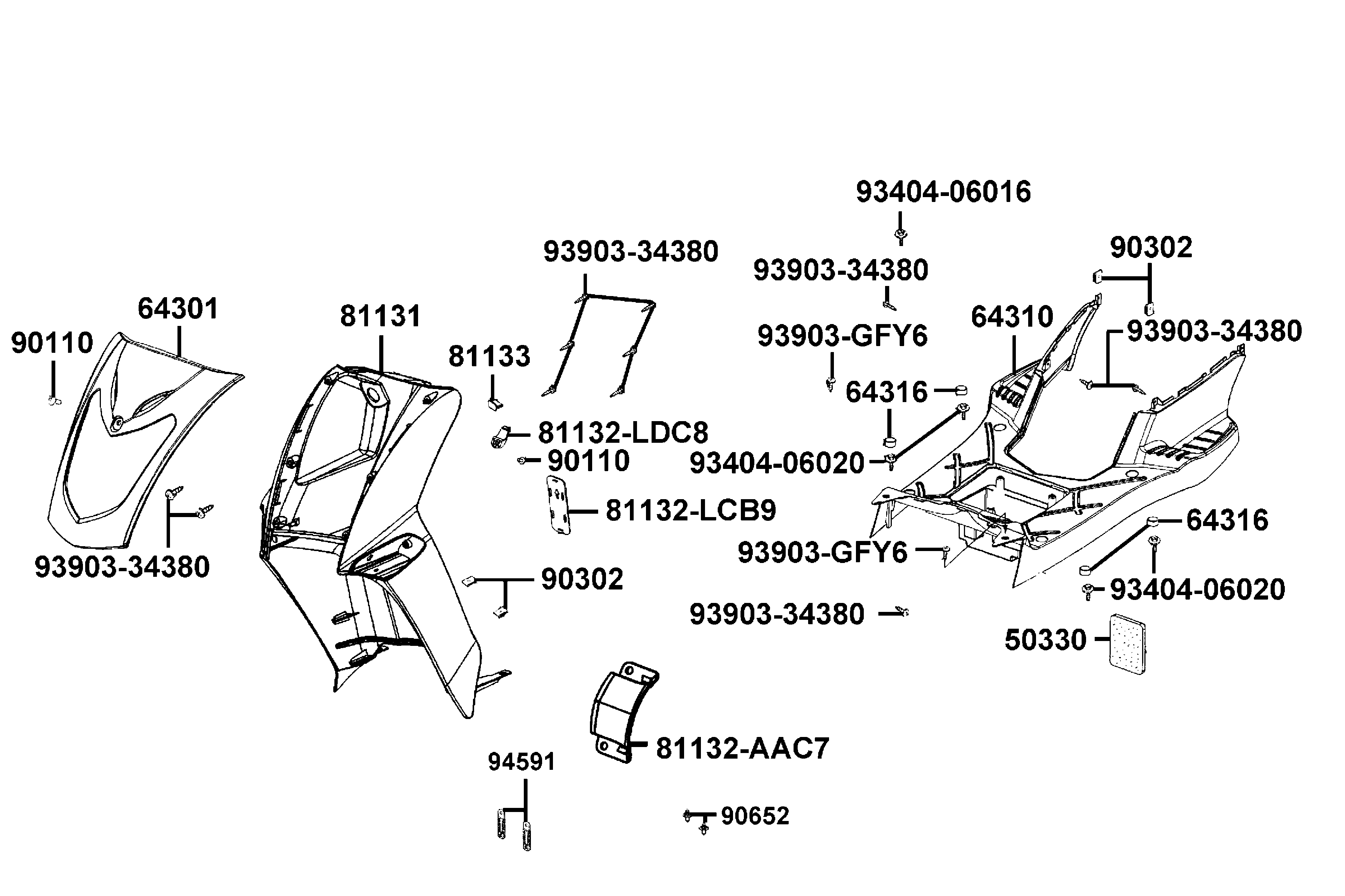 Frontkåpa - Sidokåpor fram - Golv