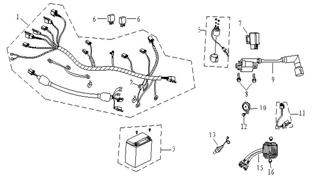 Kabelstam - Reläer - Tändspole