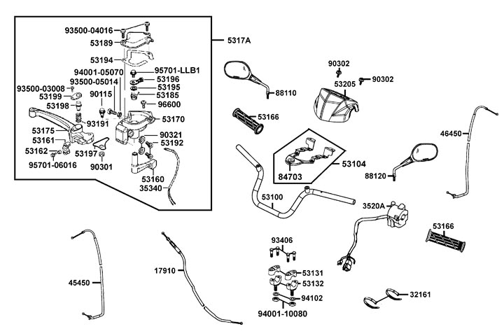 Backspeglar - Styre - Strykåpor - Switchar - Bromshandtag höger - Gasvajer