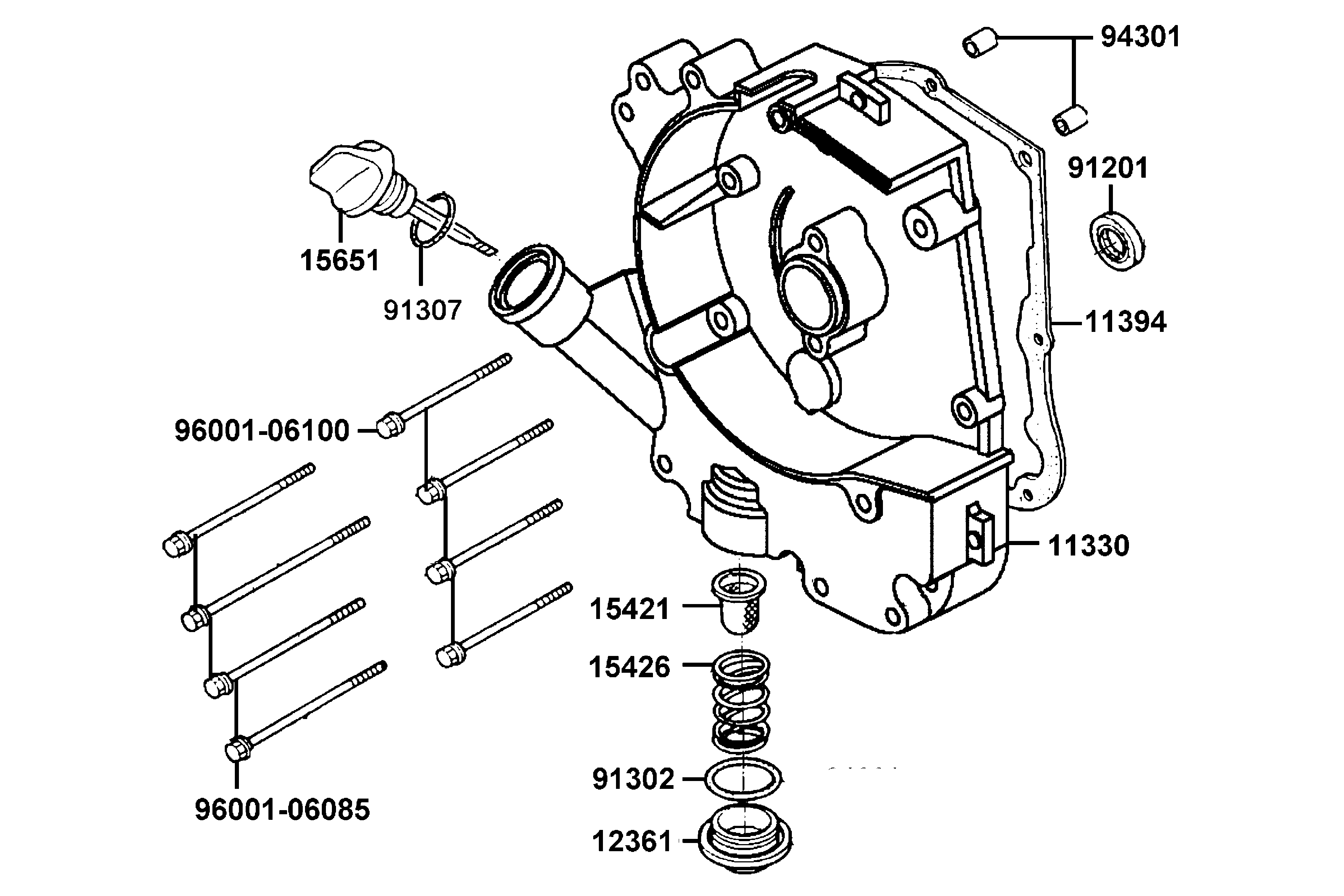 Motorkåpa höger - Oljeplugg - Oljesticka