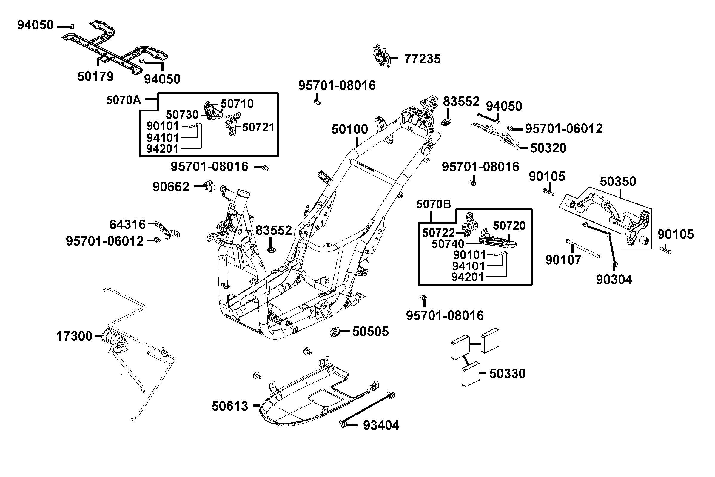 Ram - Passagerarfotstöd - Motorfäste
