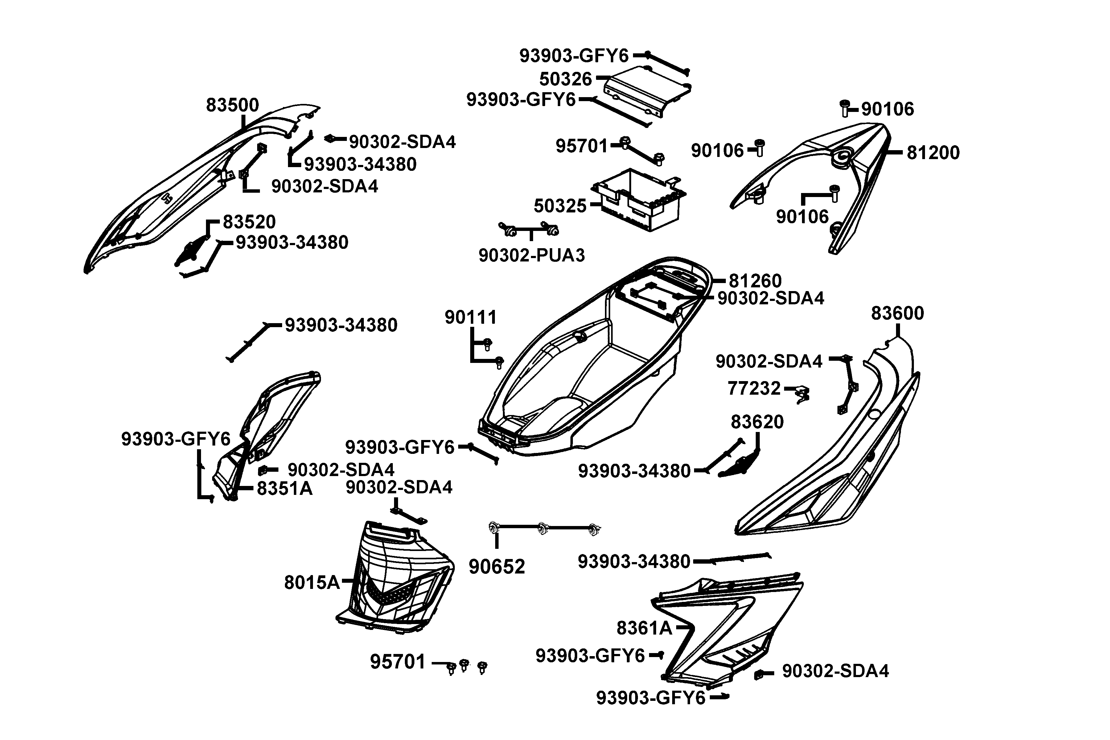 Sidokåpor bak - Sadellåda