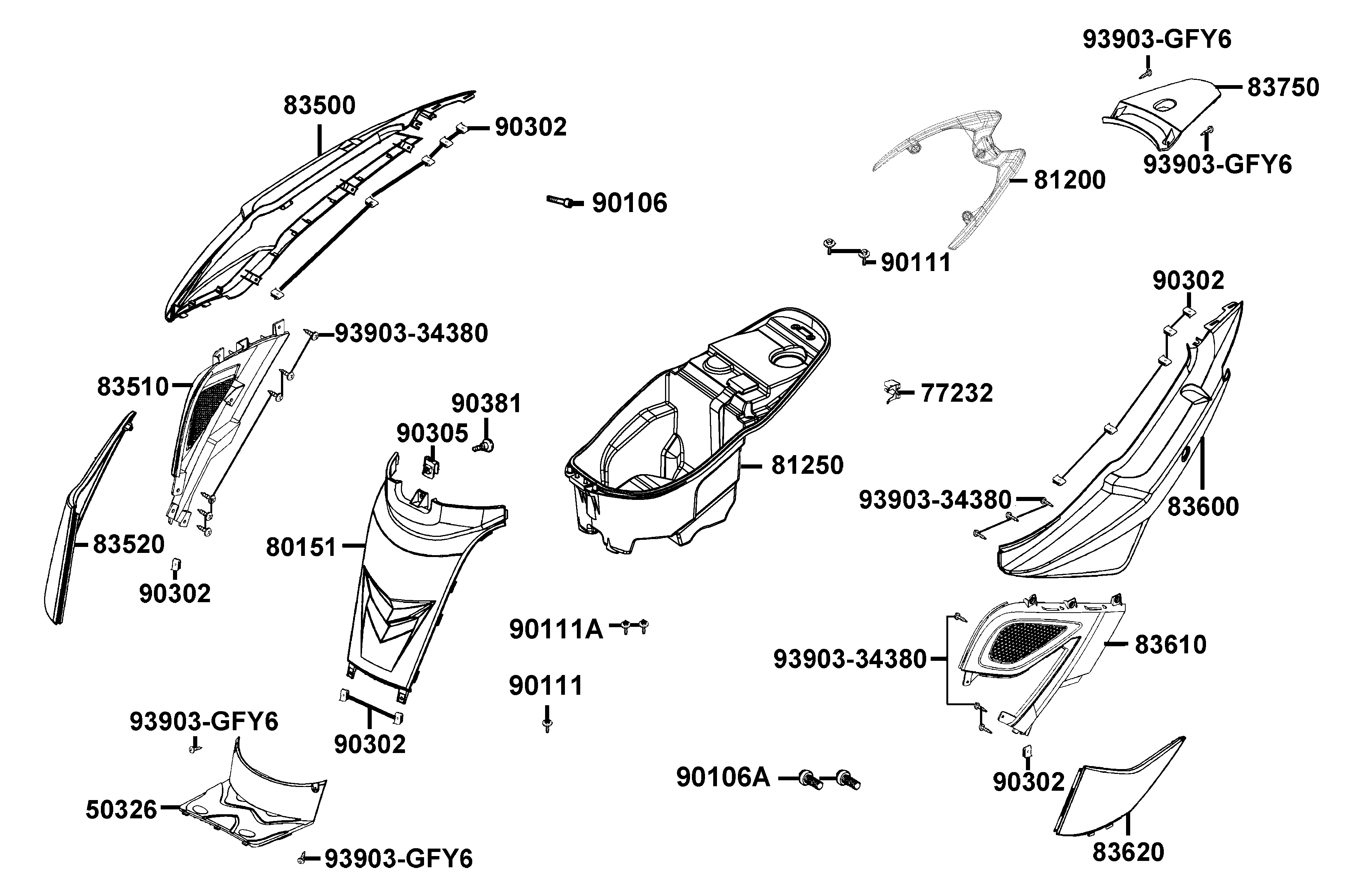 Sidokåpor bak - Sadellåda