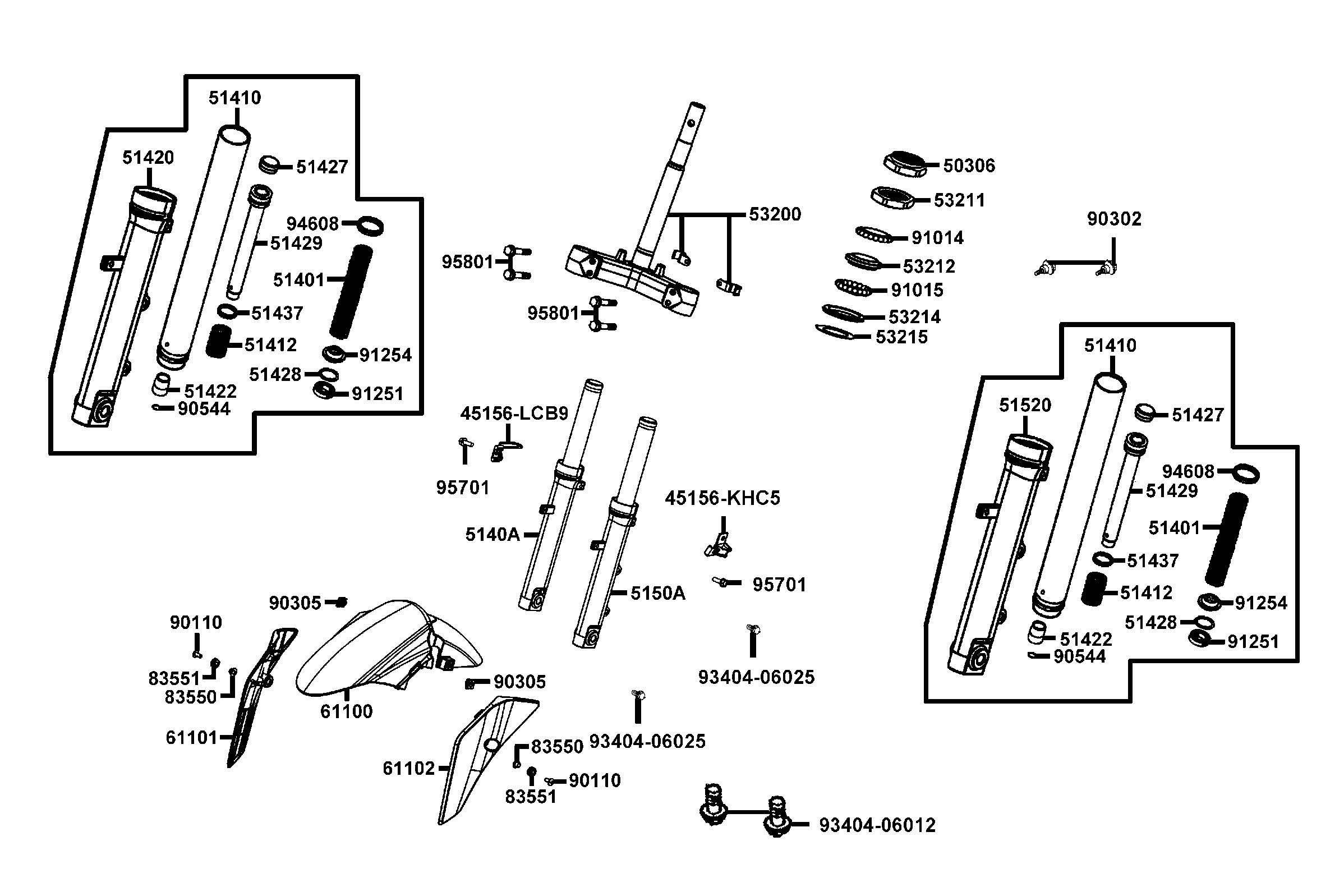 Stötdämpare fram - Framskärm - Styrkrona