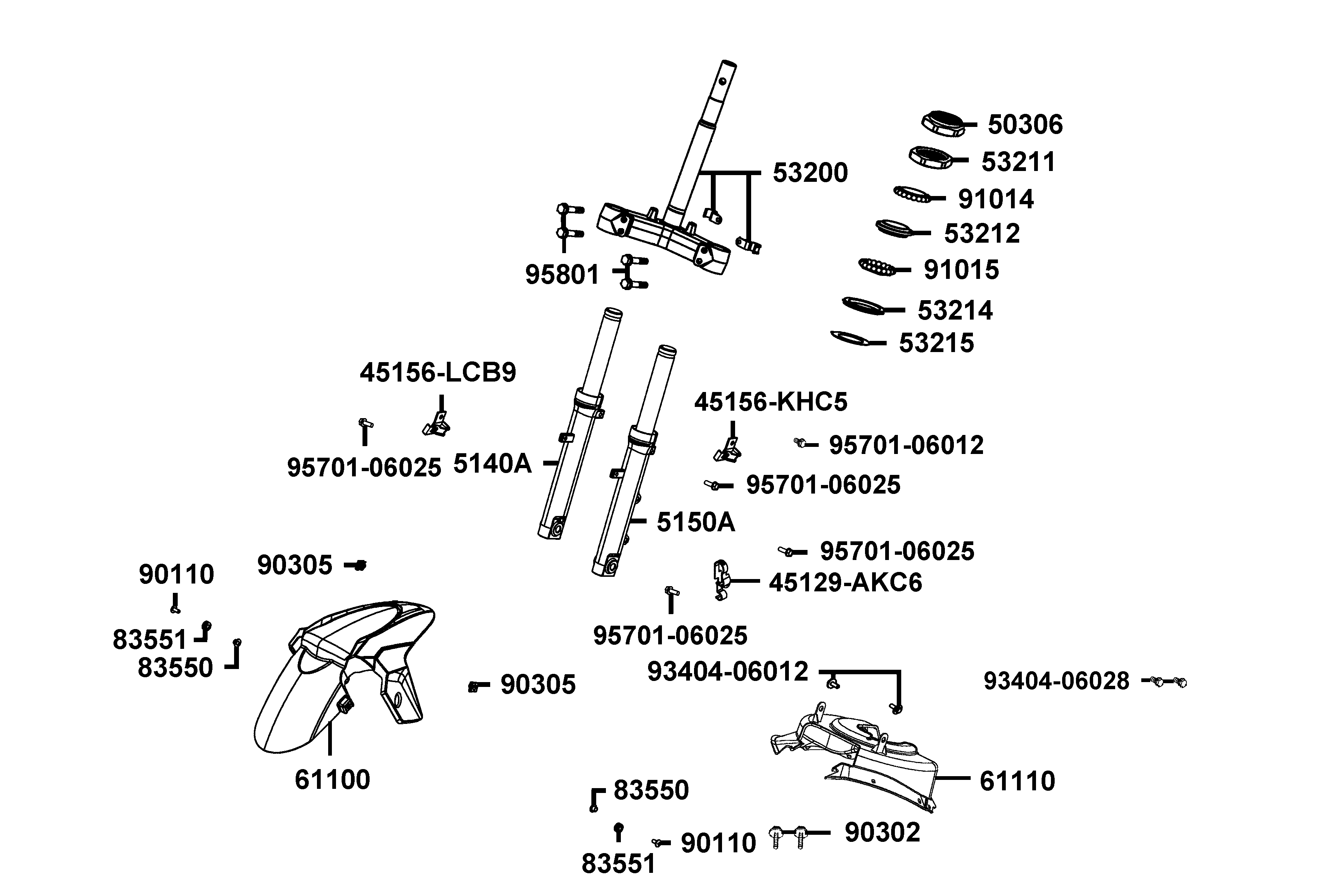 Stötdämpare fram - Framskärm - Styrkrona