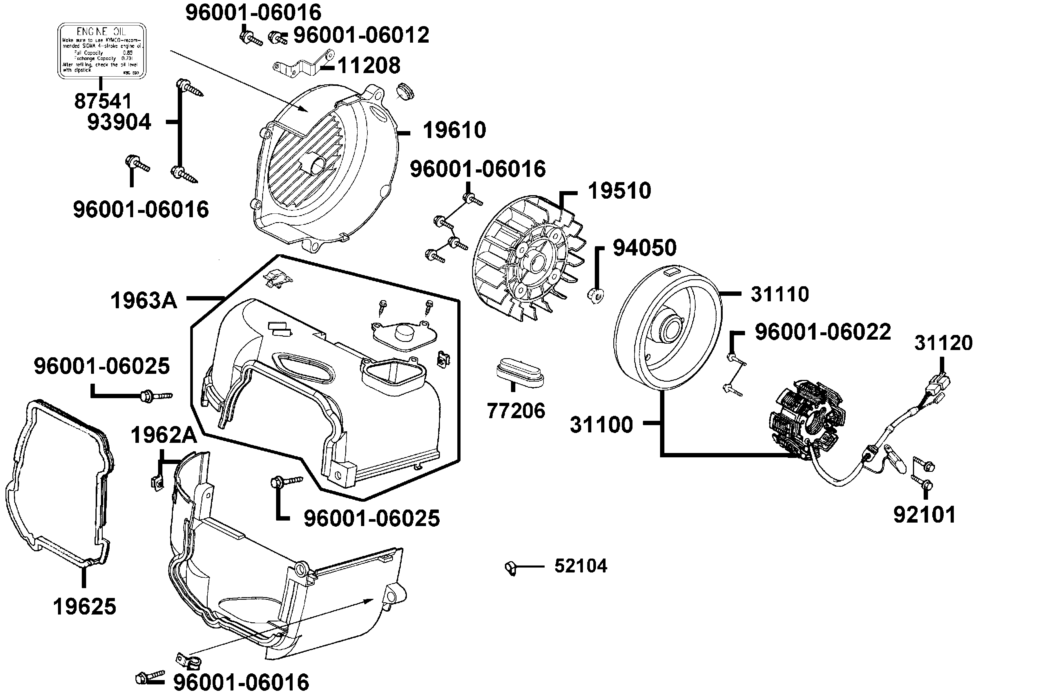 Stator - Svänghjul - Fläktkåpa