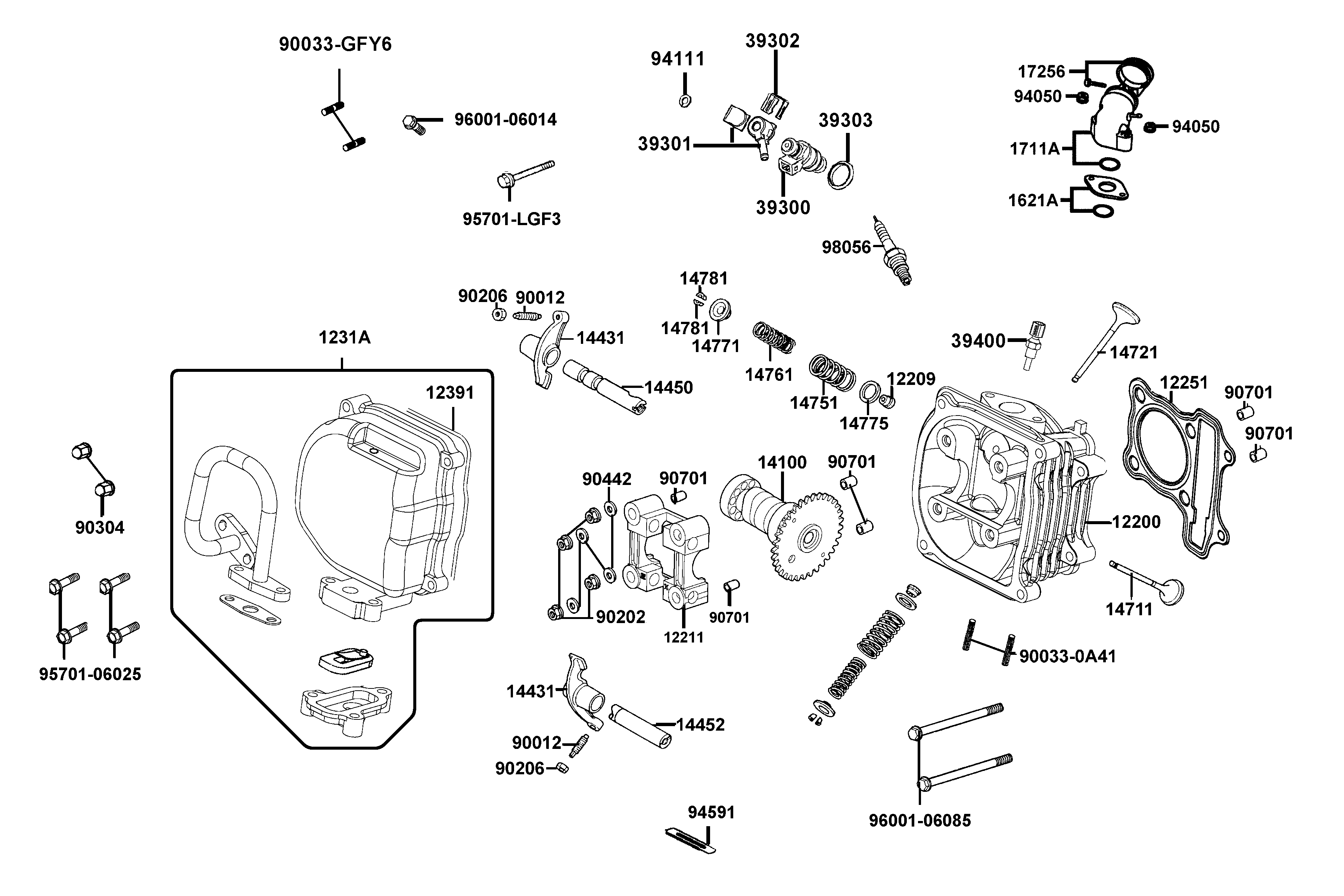 Topplock - Tändstift - Insugsrör