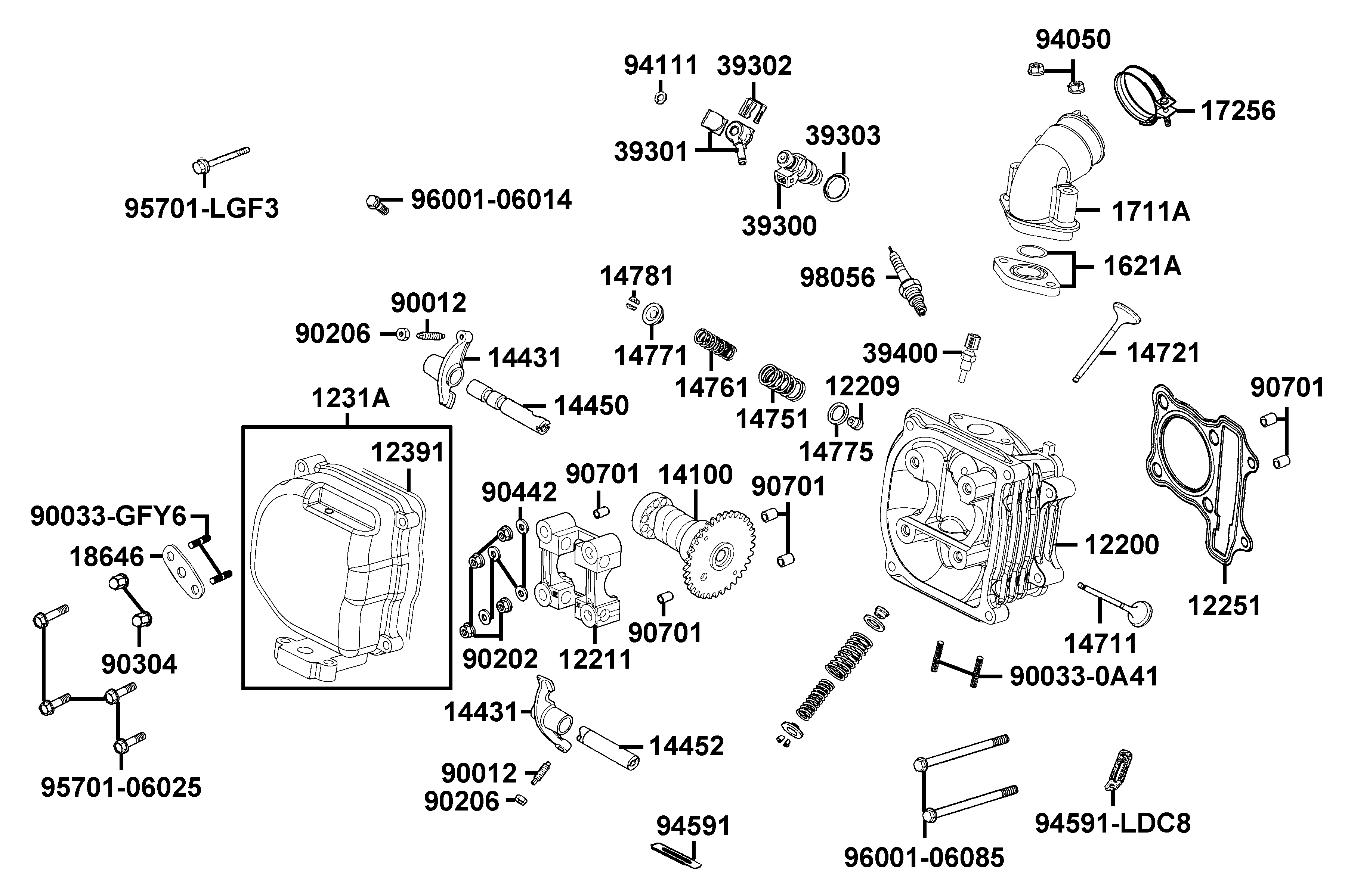 Topplock - Tändstift - Insugsrör
