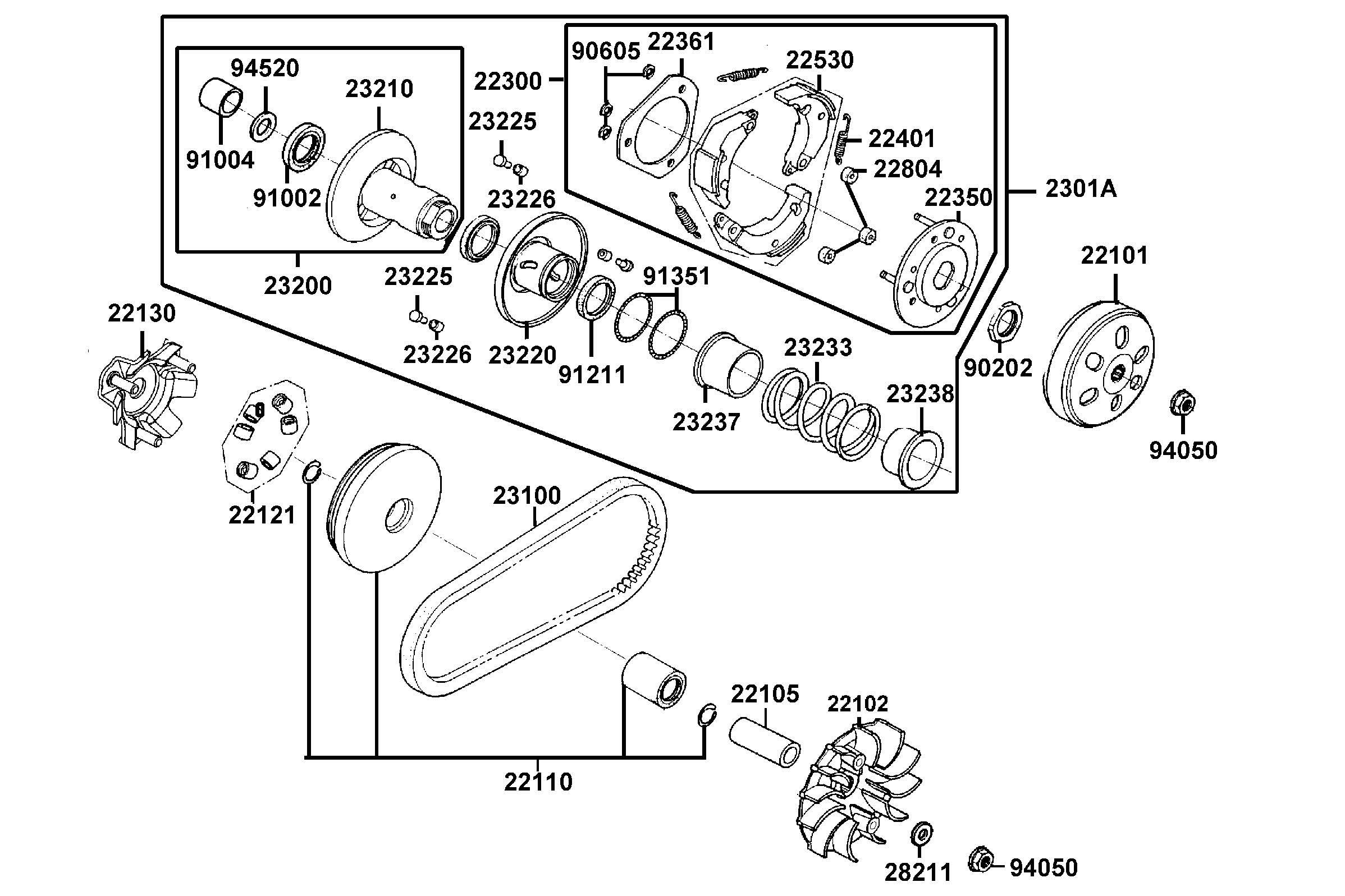 Variator - Drivrem - Vikter